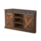 Legends Furniture Modern Farmhouse Fully Assembled Corner TV Stand with Sliding Barn Style Doors FH1412.AWY