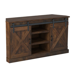 Legends Furniture Modern Farmhouse Fully Assembled Corner TV Stand with Sliding Barn Style Doors FH1412.AWY