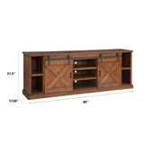 Modern Farmhouse Fully Assembled Large TV Stand with Sliding Barn Style Doors