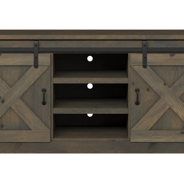 Legends Furniture Modern Farmhouse Fully Assembled TV Stand with Sliding Barn Style Doors FH1420.BNW