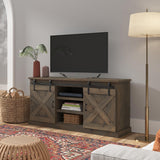 Legends Furniture Modern Farmhouse Fully Assembled TV Stand with Sliding Barn Style Doors FH1420.BNW