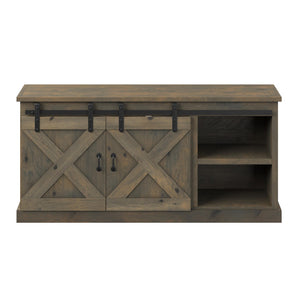 Legends Furniture Modern Farmhouse Fully Assembled TV Stand with Sliding Barn Style Doors FH1420.BNW