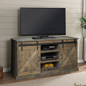 Legends Furniture Modern Farmhouse Fully Assembled TV Stand with Sliding Barn Style Doors FH1420.BNW