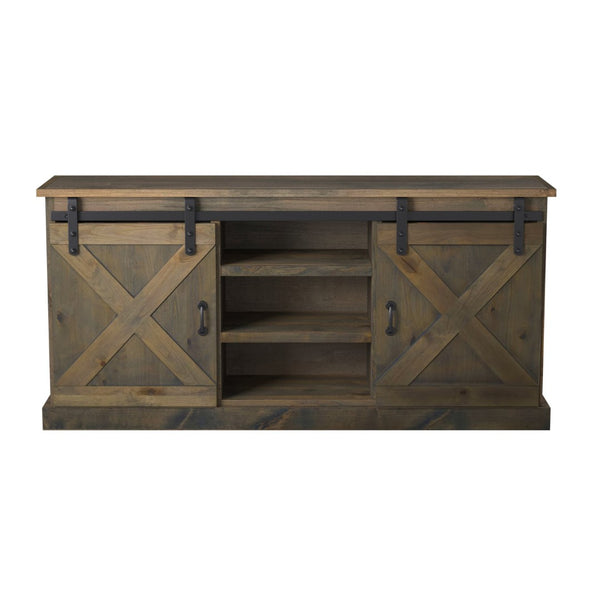 Legends Furniture Modern Farmhouse Fully Assembled TV Stand with Sliding Barn Style Doors FH1420.BNW