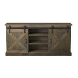 Legends Furniture Modern Farmhouse Fully Assembled TV Stand with Sliding Barn Style Doors FH1420.BNW