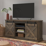 Legends Furniture Modern Farmhouse Fully Assembled TV Stand with Sliding Barn Style Doors FH1420.BNW