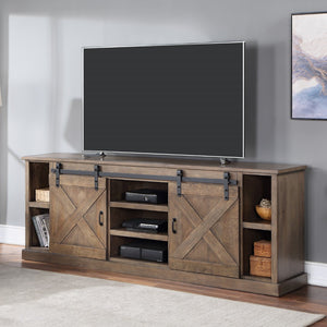 Legends Furniture Modern Farmhouse Fully Assembled Large TV Stand with Sliding Barn Style Doors FH1425.BNW