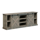 Modern Farmhouse Fully Assembled Large TV Stand with Sliding Barn Style Doors