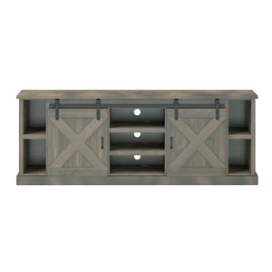 Legends Furniture Modern Farmhouse Fully Assembled Large TV Stand with Sliding Barn Style Doors FH1425.BNW