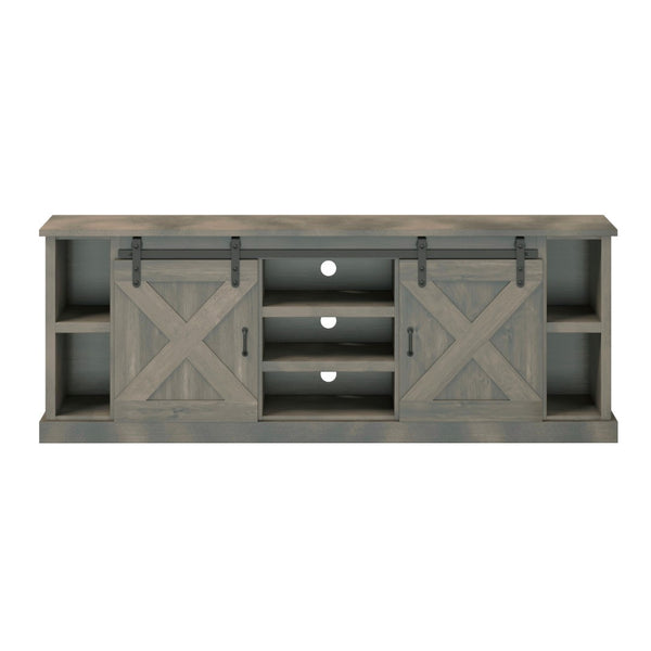 Legends Furniture Modern Farmhouse Fully Assembled Large TV Stand with Sliding Barn Style Doors FH1425.BNW