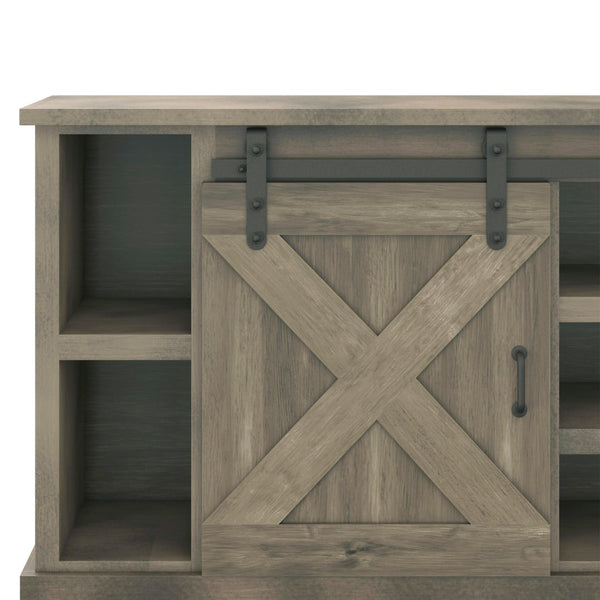 Legends Furniture Modern Farmhouse Fully Assembled Large TV Stand with Sliding Barn Style Doors FH1425.BNW