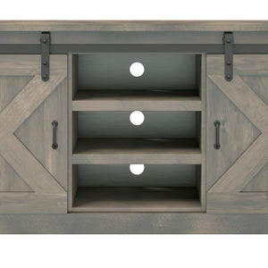 Legends Furniture Modern Farmhouse Fully Assembled Large TV Stand with Sliding Barn Style Doors FH1425.BNW