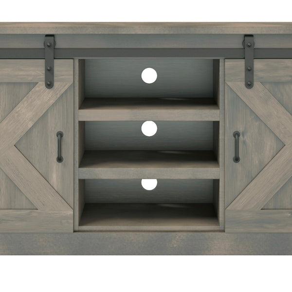 Legends Furniture Modern Farmhouse Fully Assembled Large TV Stand with Sliding Barn Style Doors FH1425.BNW