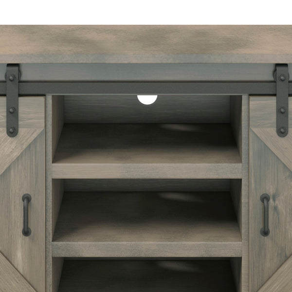 Legends Furniture Modern Farmhouse Fully Assembled Large TV Stand with Sliding Barn Style Doors FH1425.BNW