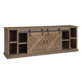 Legends Furniture Modern Farmhouse Fully Assembled Large TV Stand with Sliding Barn Style Doors FH1425.BNW