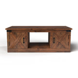 Modern Farmhouse Storage Coffee Table with Metal Accents