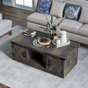 Legends Furniture Modern Farmhouse Storage Coffee Table with Metal Accents FH4220.BNW
