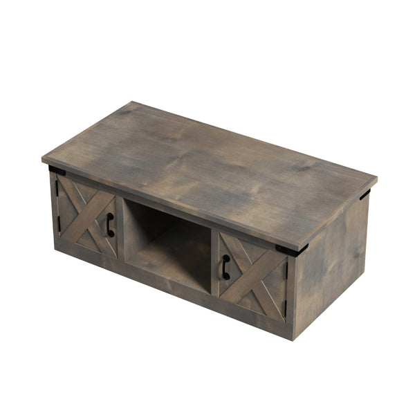 Legends Furniture Modern Farmhouse Storage Coffee Table with Metal Accents FH4220.BNW