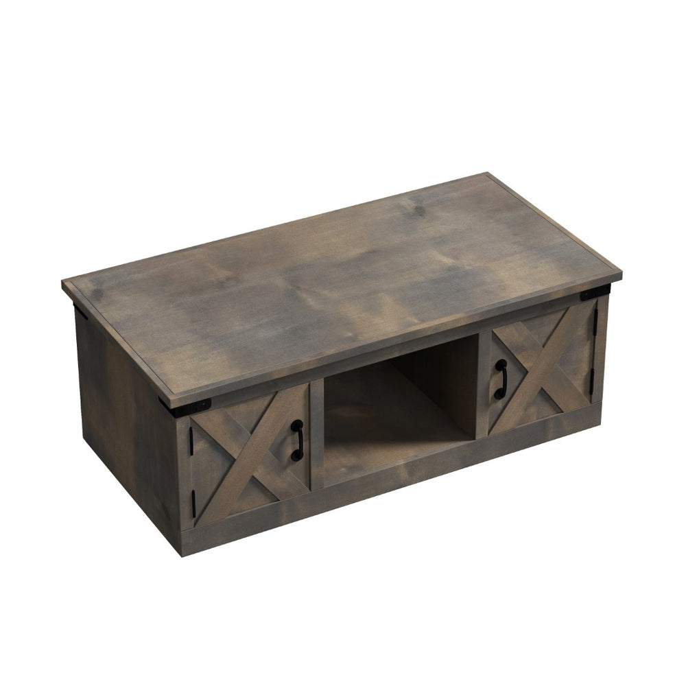 Legends Furniture Modern Farmhouse Storage Coffee Table with Metal Accents FH4220.BNW