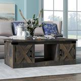 Legends Furniture Modern Farmhouse Storage Coffee Table with Metal Accents FH4220.BNW