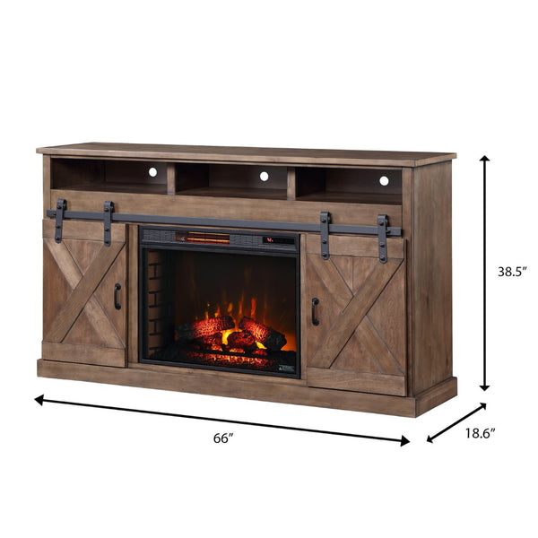 Legends Furniture Modern Farmhouse TV Stand with Electric Fireplace Included FH5120.BNW