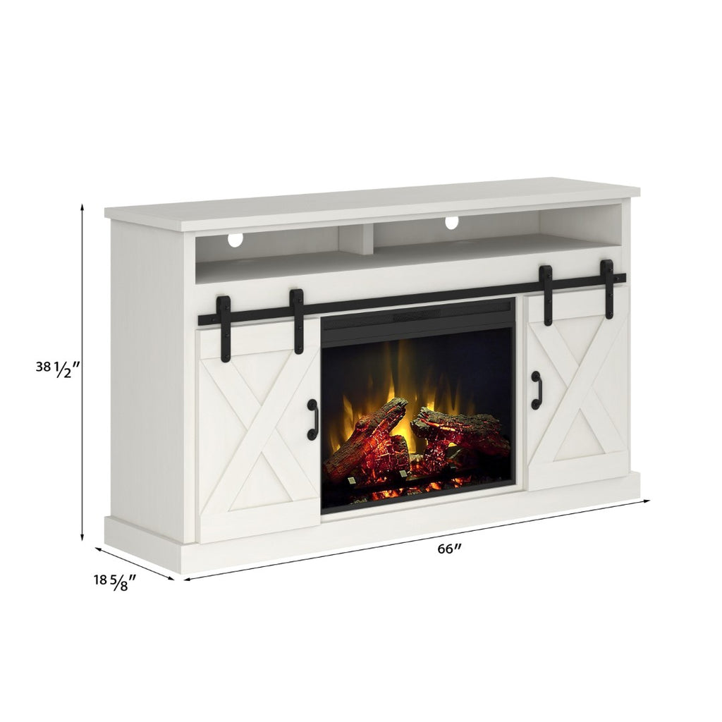 Legends Furniture Modern Farmhouse TV Stand with Electric Fireplace Included FH5130.WHT