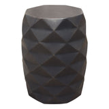 Fig Solid Mango Wood Accent Table in Grey Finish w/ Geometric Motif