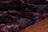 Chandra Rugs Flemish 100% Polyester Hand-Woven Contemporary Shag Rug Purple/Burgundy/Mauve 7'9 x 10'6