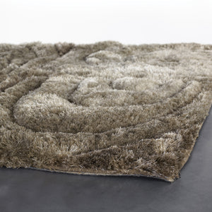 Chandra Rugs Flemish 100% Polyester Hand-Woven Contemporary Shag Rug Taupe/Cream/Beige 7'9 x 10'6