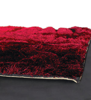 Chandra Rugs Flemish 100% Polyester Hand-Woven Contemporary Shag Rug Red/Black 9' x 13'