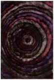 Chandra Rugs Flemish 100% Polyester Hand-Woven Contemporary Shag Rug Purple/Grey/Charcoal 7'9 x 10'6