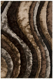 Chandra Rugs Flemish 100% Polyester Hand-Woven Contemporary Shag Rug Grey/Charcoal/Brown 9' x 13'