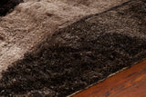 Chandra Rugs Flemish 100% Polyester Hand-Woven Contemporary Shag Rug Grey/Charcoal/Brown 9' x 13'