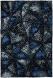 Chandra Rugs Flemish 100% Polyester Hand-Woven Contemporary Shag Rug Blue/Grey/Charcoal 9' x 13'