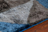 Chandra Rugs Flemish 100% Polyester Hand-Woven Contemporary Shag Rug Blue/Grey/Charcoal 9' x 13'