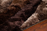 Chandra Rugs Flemish 100% Polyester Hand-Woven Contemporary Shag Rug Brown/Beige/Black 9' x 13'