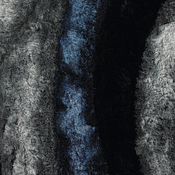 Chandra Rugs Flemish 100% Polyester Hand-Woven Contemporary Shag Rug Navy/Blue/Grey 9' x 13'