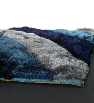 Chandra Rugs Flemish 100% Polyester Hand-Woven Contemporary Shag Rug Navy/Blue/Grey 9' x 13'