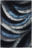 Chandra Rugs Flemish 100% Polyester Hand-Woven Contemporary Shag Rug Navy/Blue/Grey 9' x 13'