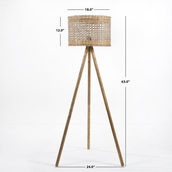 Safavieh Akroyd Floor Lamp Natural Wood FLL2001A