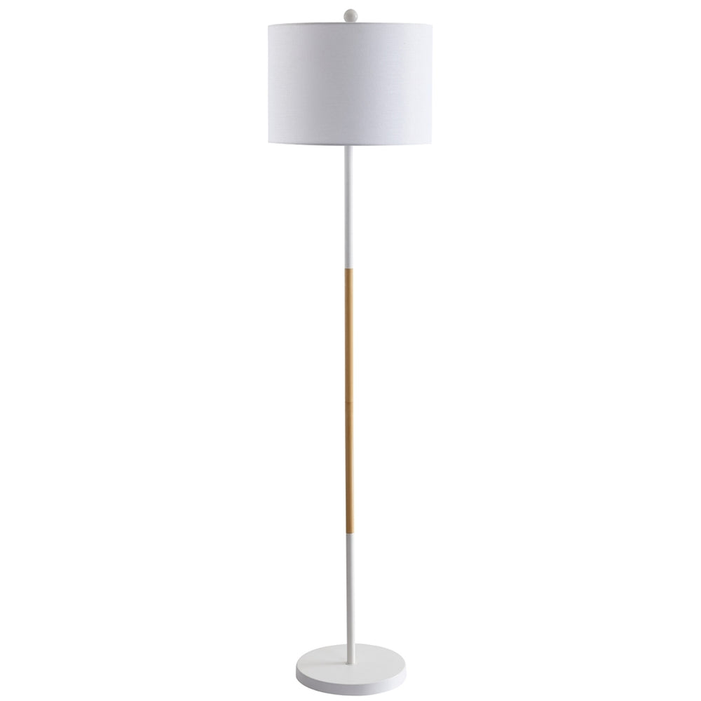 Melrose Contemporary Floor Lamp – Sleek White & Wood Design for Modern Minimalist Décor, 58.5" Tall
