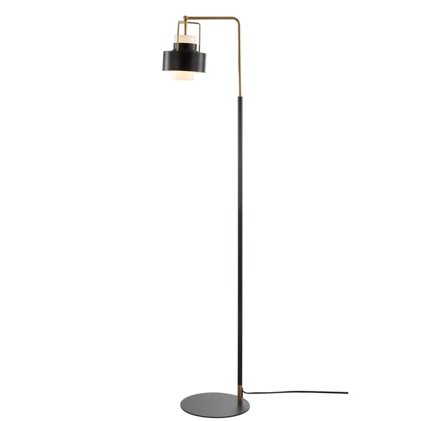 Brendon Contemporary Floor Lamp - Bold Black & Antique Brass Design for Modern Living Spaces