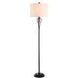 Tarri Antique Brass Floor Lamp - Elegant Traditional Design with Cotton Shade for Living Rooms & Studies