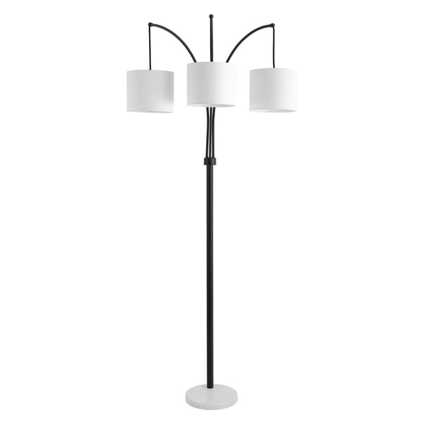 Prina Modern Elegant Floor Lamp with Off-White Shades & Oil-Rubbed Bronze Metal Base, 80.5" Height