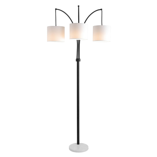 Prina Modern Elegant Floor Lamp with Off-White Shades & Oil-Rubbed Bronze Metal Base, 80.5" Height