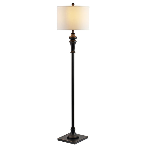 Norla Floor Lamp - Victorian-Inspired Antique Black Metal with Modern Off-White Linen Shade