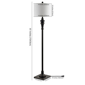 Norla Floor Lamp - Victorian-Inspired Antique Black Metal with Modern Off-White Linen Shade