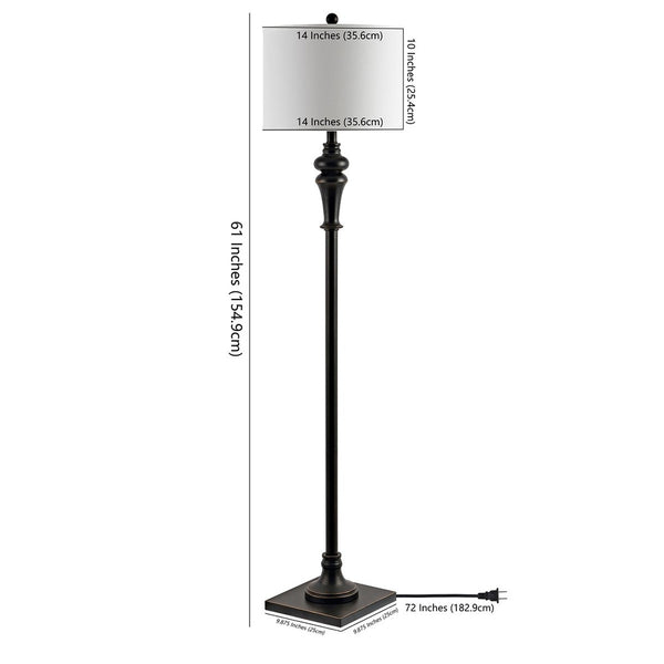 Norla Floor Lamp - Victorian-Inspired Antique Black Metal with Modern Off-White Linen Shade