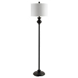 Erlan Floor Lamp - Antique Black Metal Design with White Linen Shade for Modern Home Décor Elegance