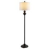 Erlan Floor Lamp - Antique Black Metal Design with White Linen Shade for Modern Home Décor Elegance